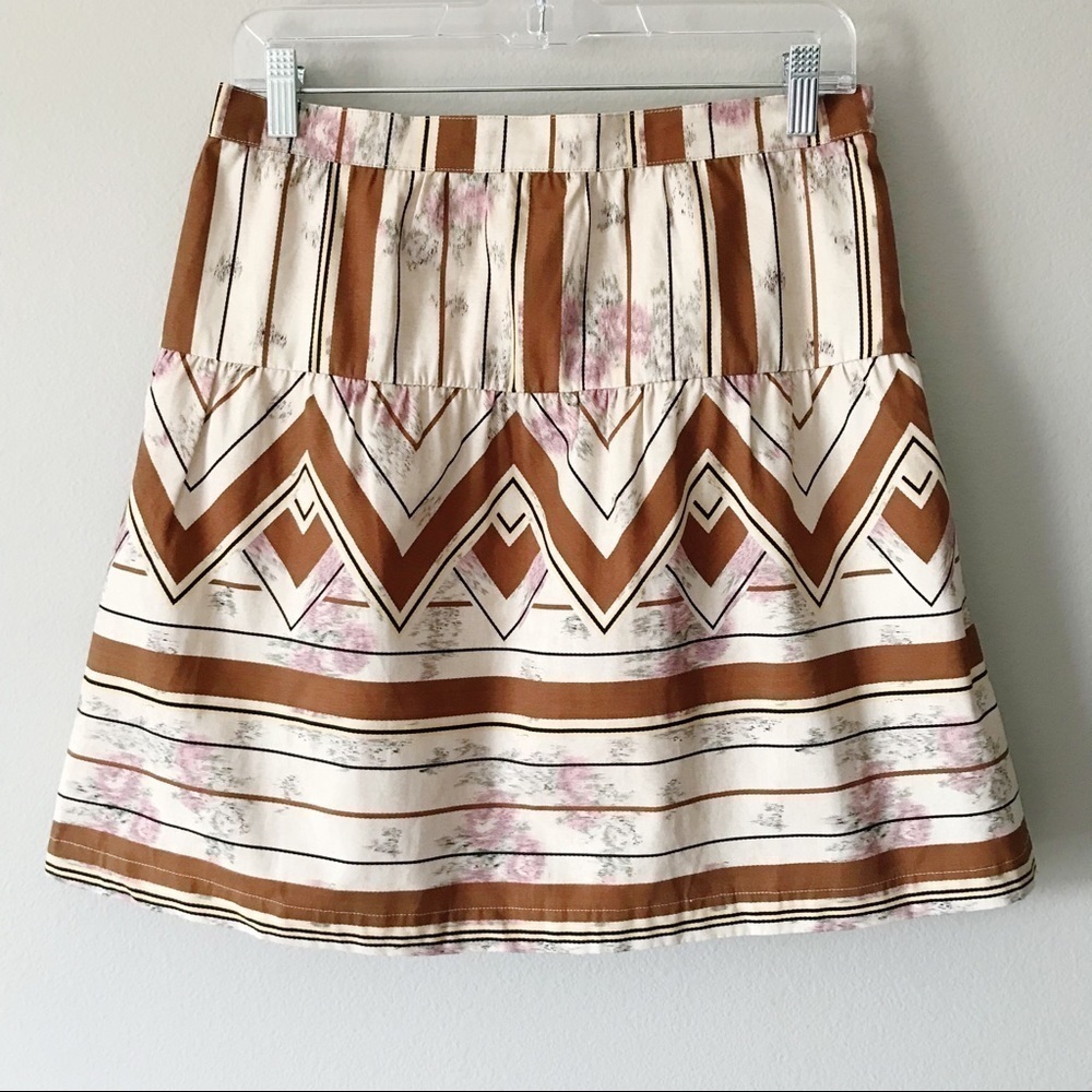 TINY for Anthropologie NWT Raleigh A-Line Mini Skirt Size Medium Floral Striped - Picture 6 of 12